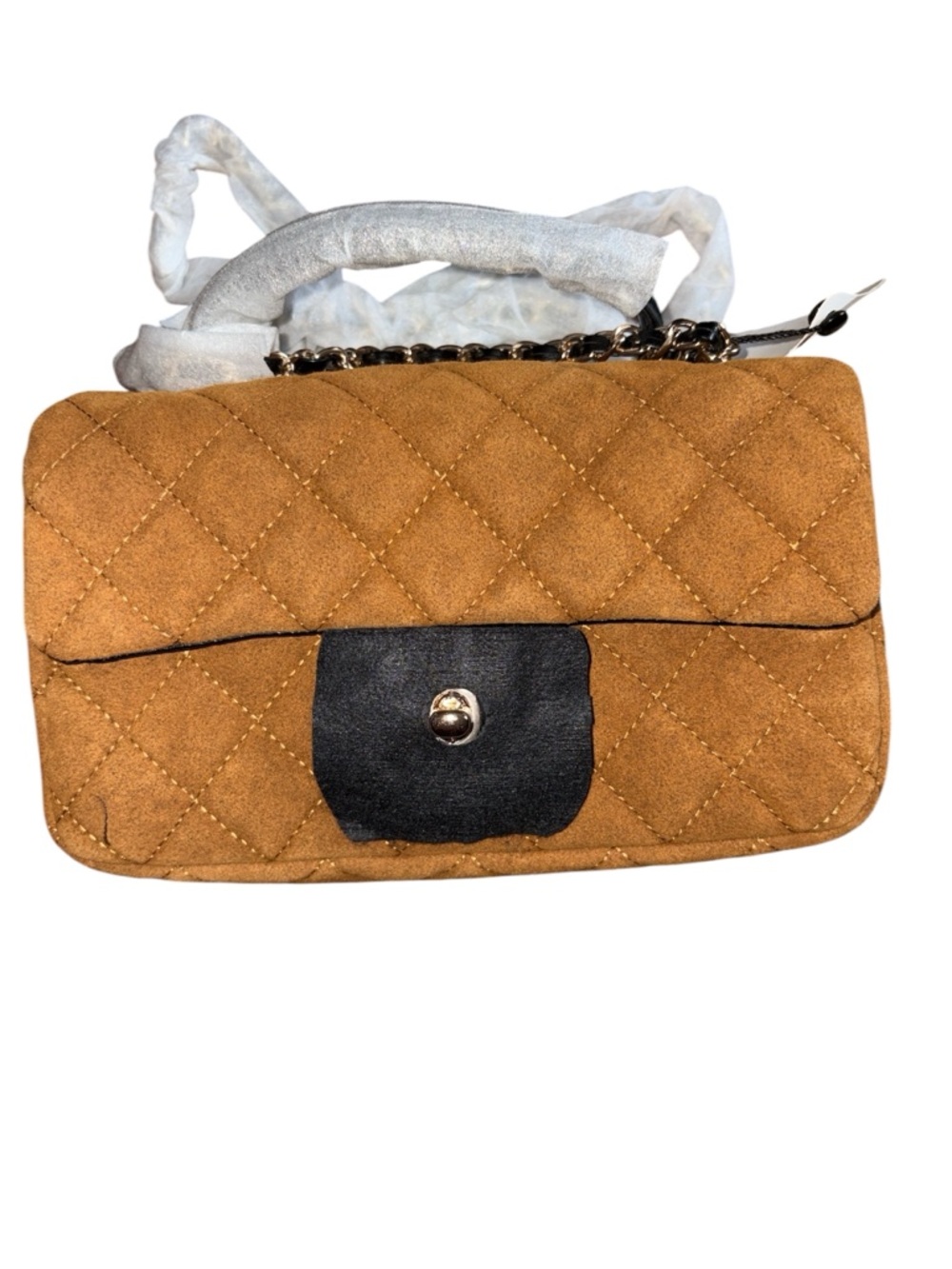 Quilted Suede Crossbody Bag in Tan - Classic Women's Shoulder Bag